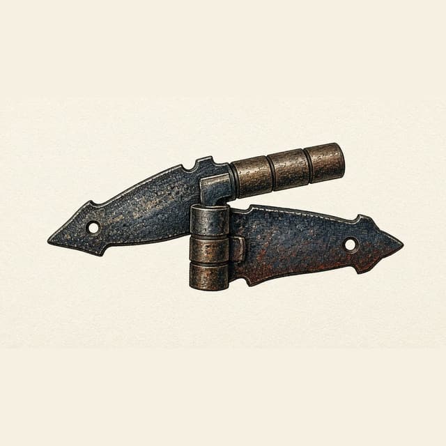 A pair of hand-forged strap hinges.