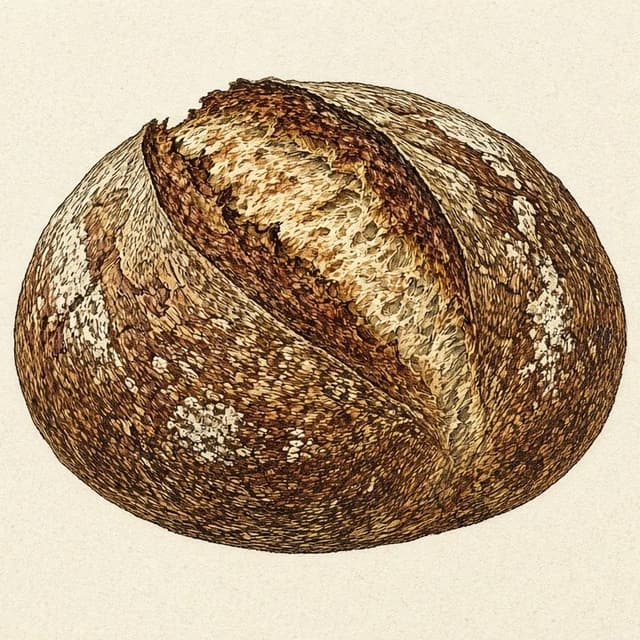 A round loaf of bread.
