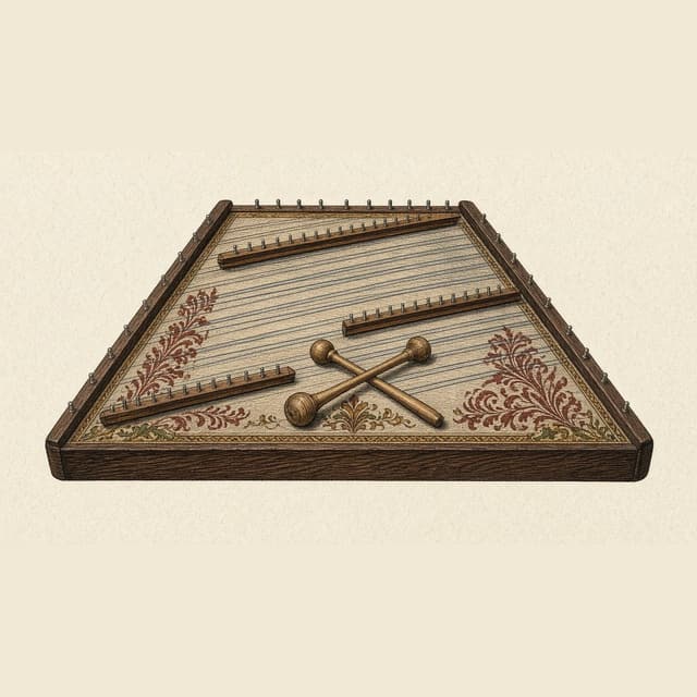 A hammered dulcimer with two hammers.