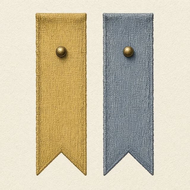 A yellow ribbon and a blue ribbon.