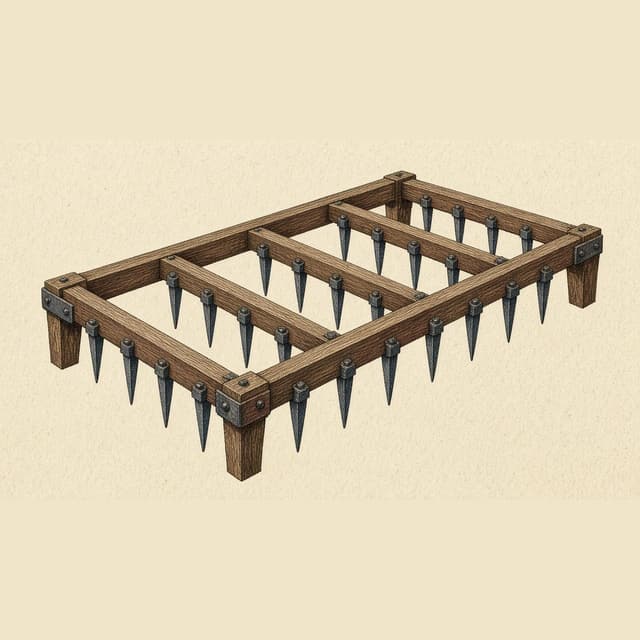 A section of a spike-tooth harrow.