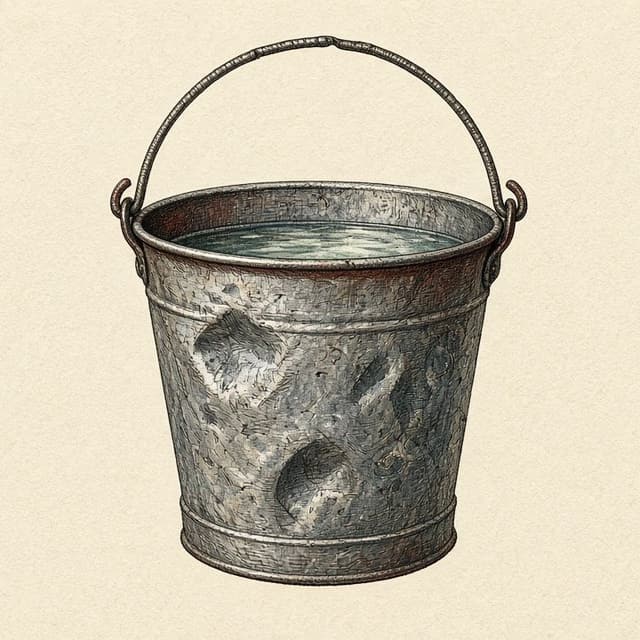 A galvanized water pail.